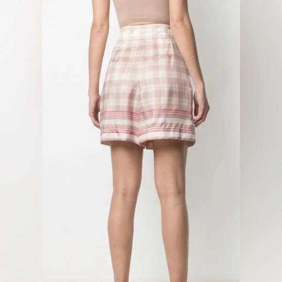 ! Alberta Ferretti high-rise check-print satin shorts sz 6 - Picture 4 of 10